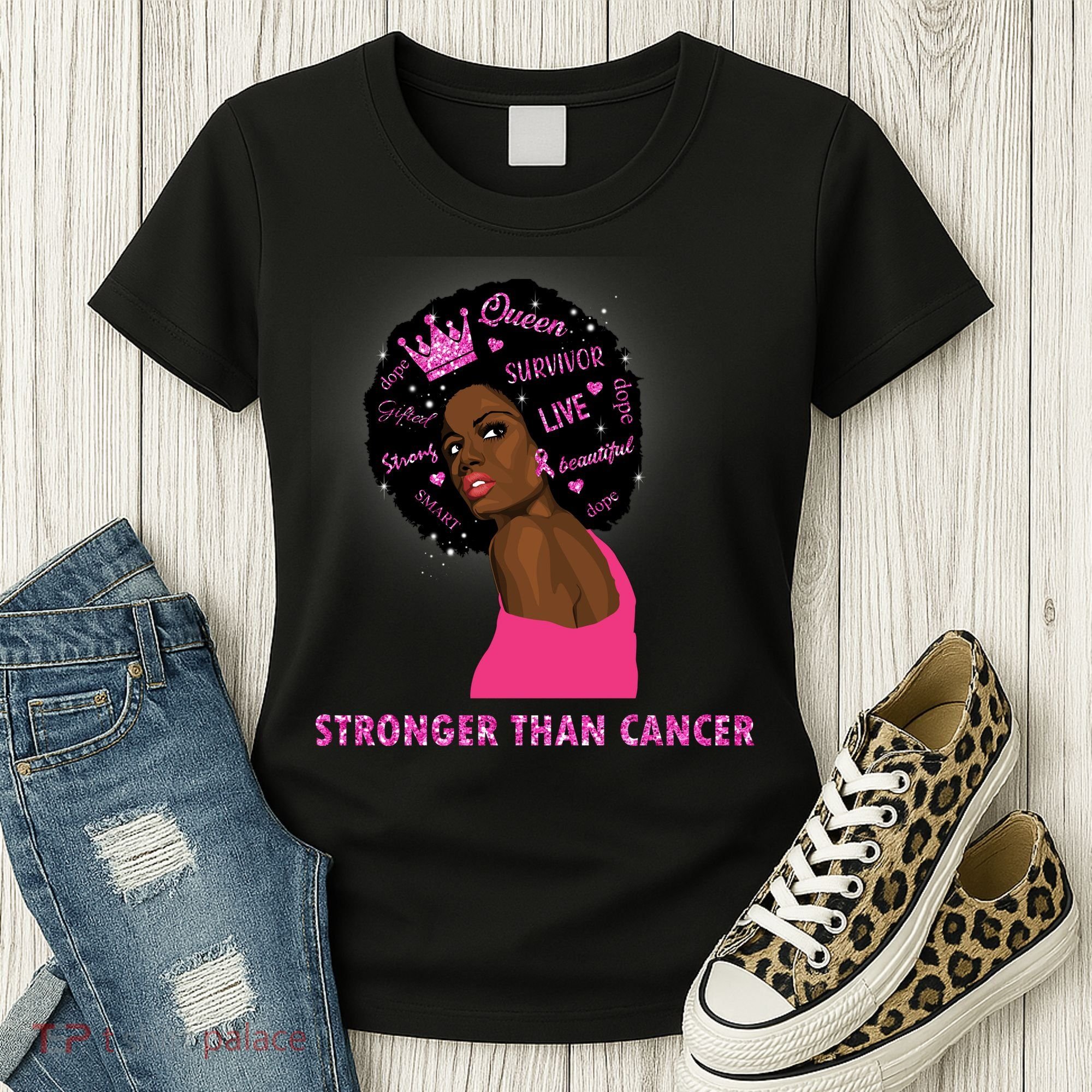 Stronger Than Cancer African American Woman Women's T-Shirt