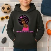 Stronger Than Cancer African American Woman Kids Hoodie thumb 2