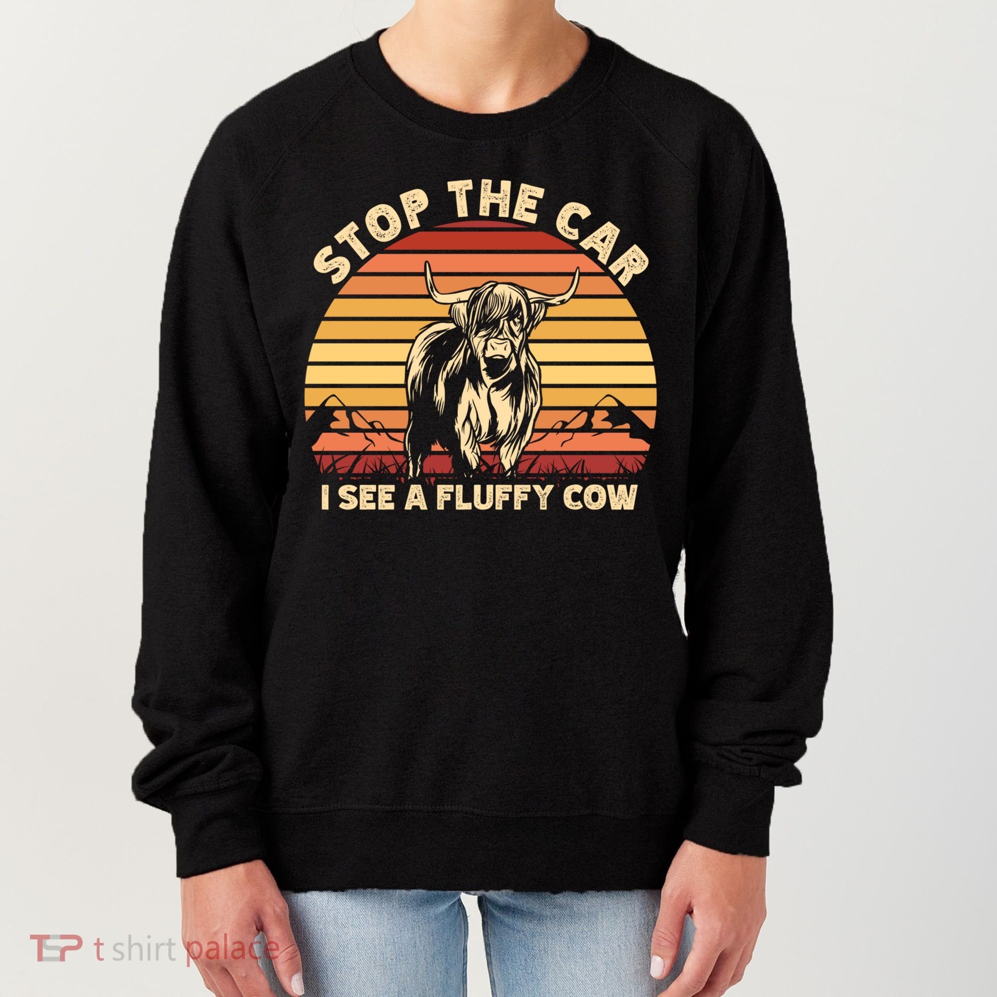 Stop The Car I See A Fluffy Cow Highland Cow Breeder Gift Women's Sweatshirt