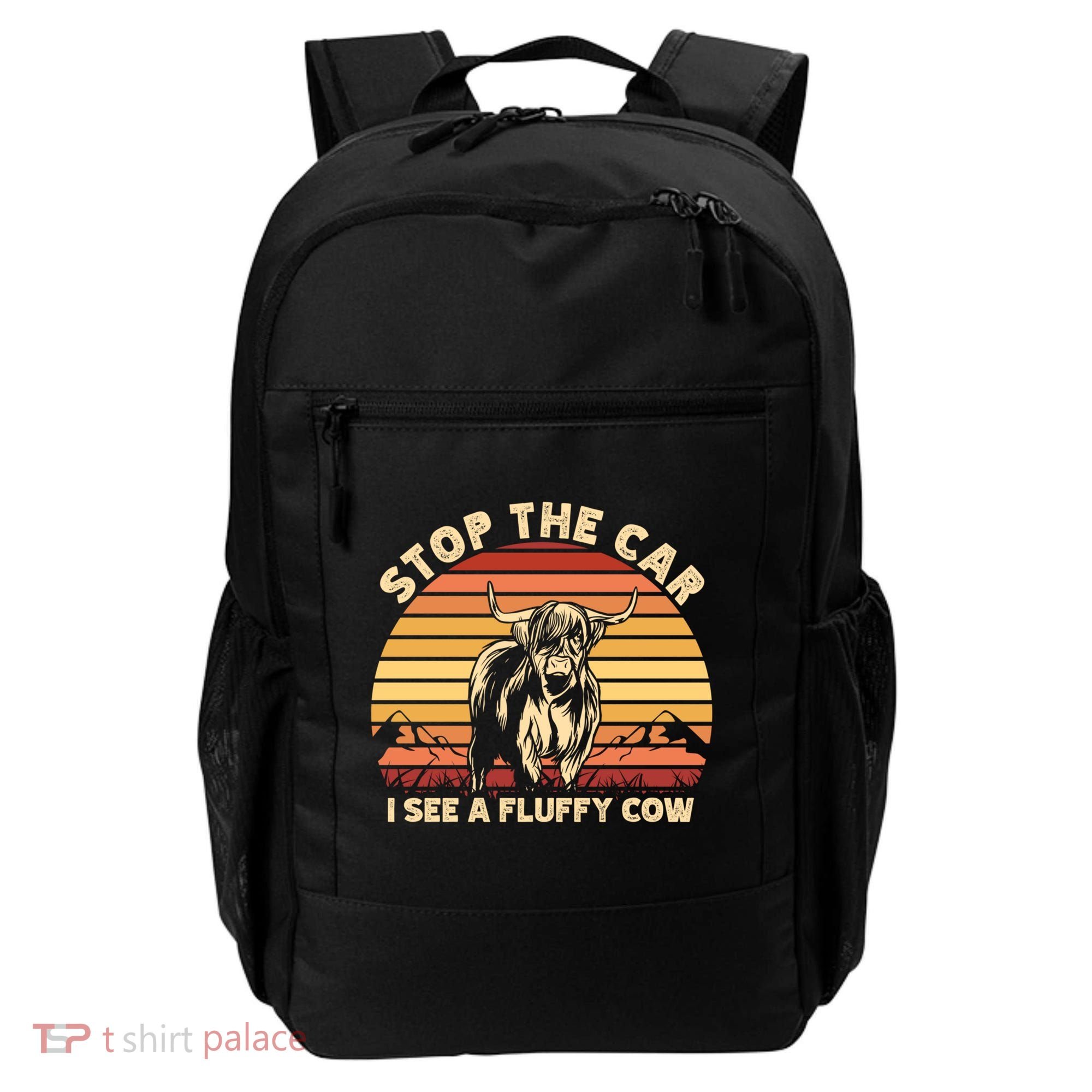 Stop The Car I See A Fluffy Cow Highland Cow Breeder Gift Backpack