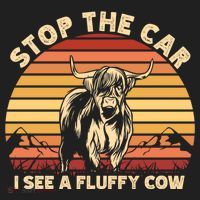 Stop The Car I See A Fluffy Cow Highland Cow Breeder Gift Golf Towel thumb 3