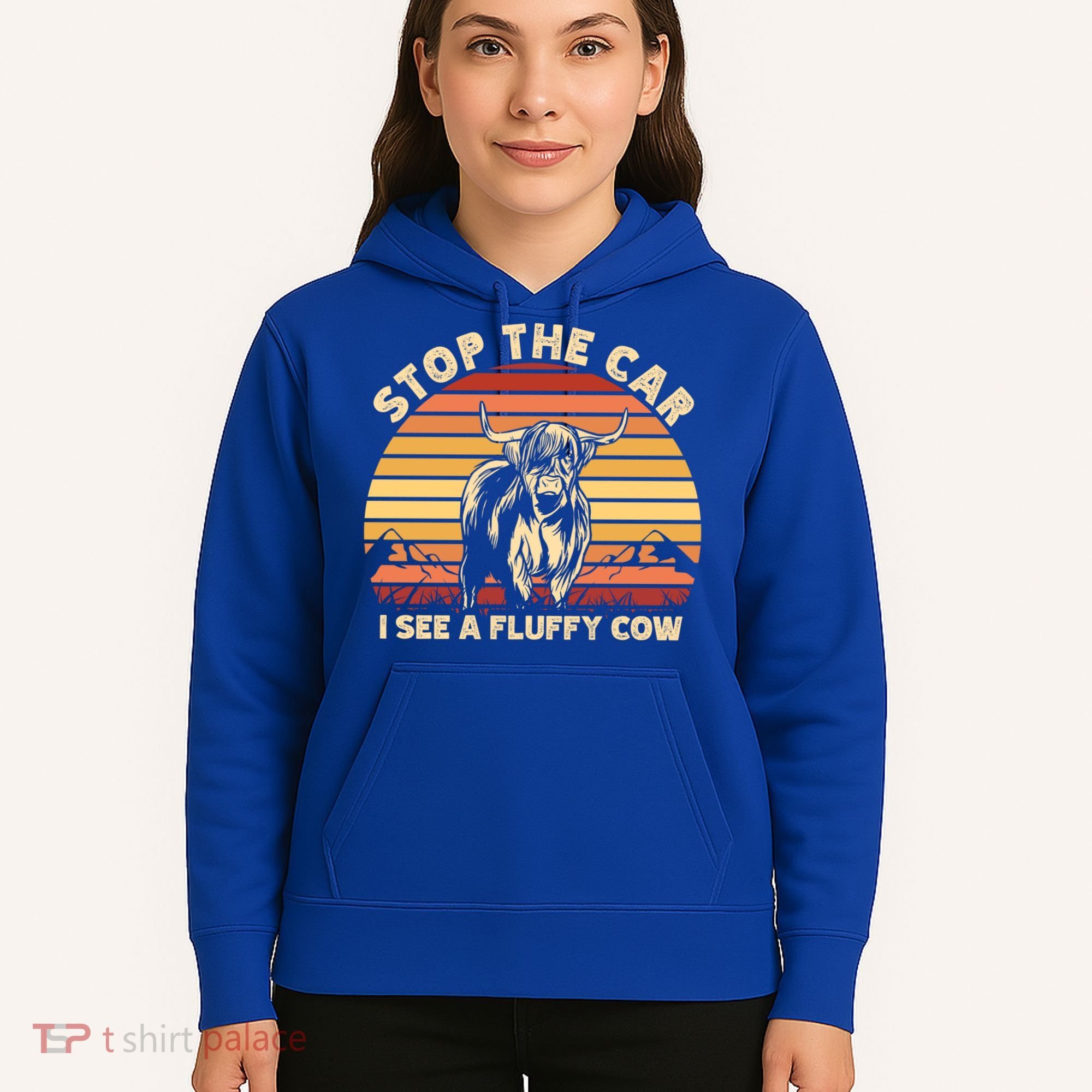 Stop The Car I See A Fluffy Cow Highland Cow Breeder Gift Hoodie