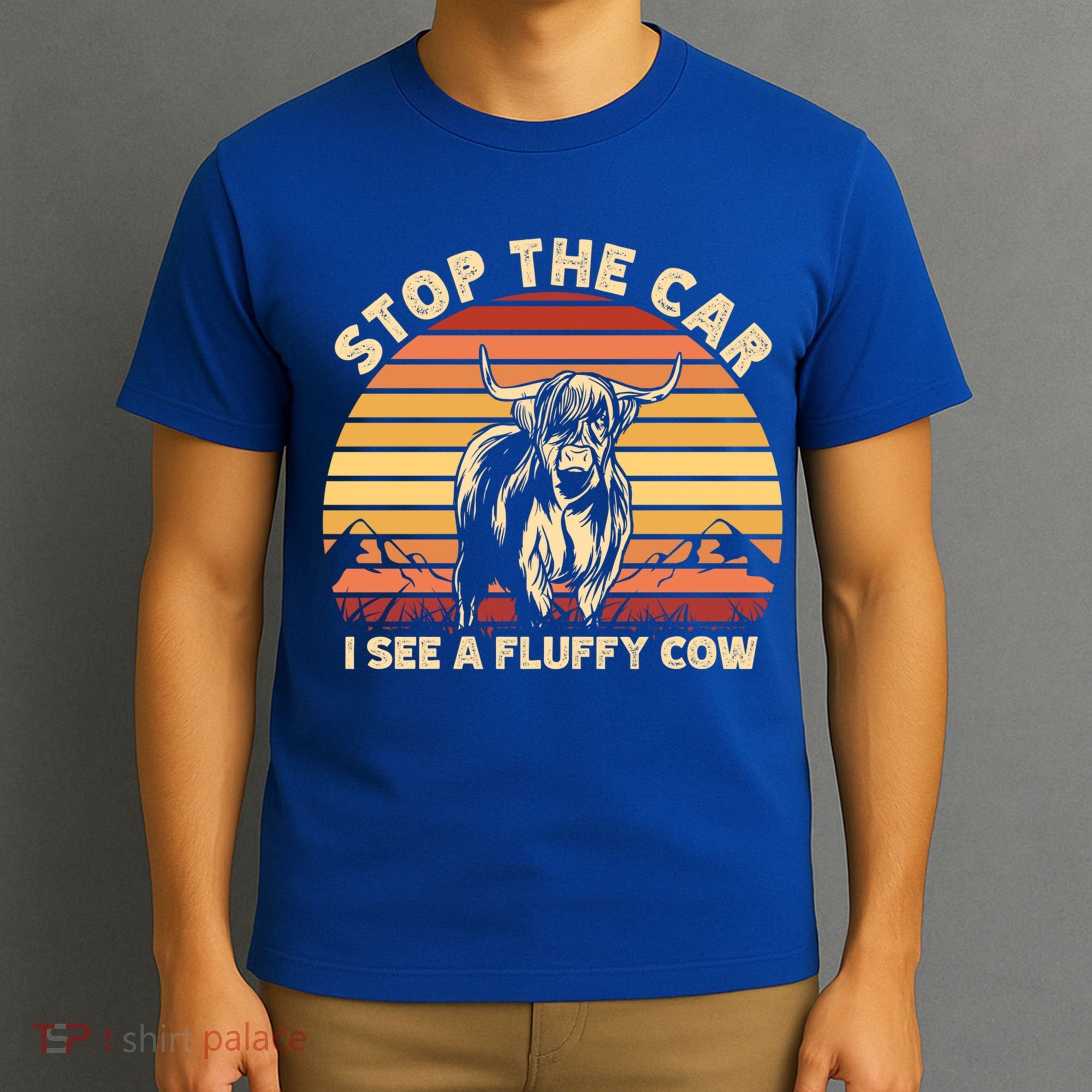 Stop The Car I See A Fluffy Cow Highland Cow Breeder Gift T-Shirt