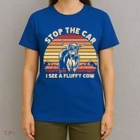 Stop The Car I See A Fluffy Cow Highland Cow Breeder Gift T-Shirt thumb 4