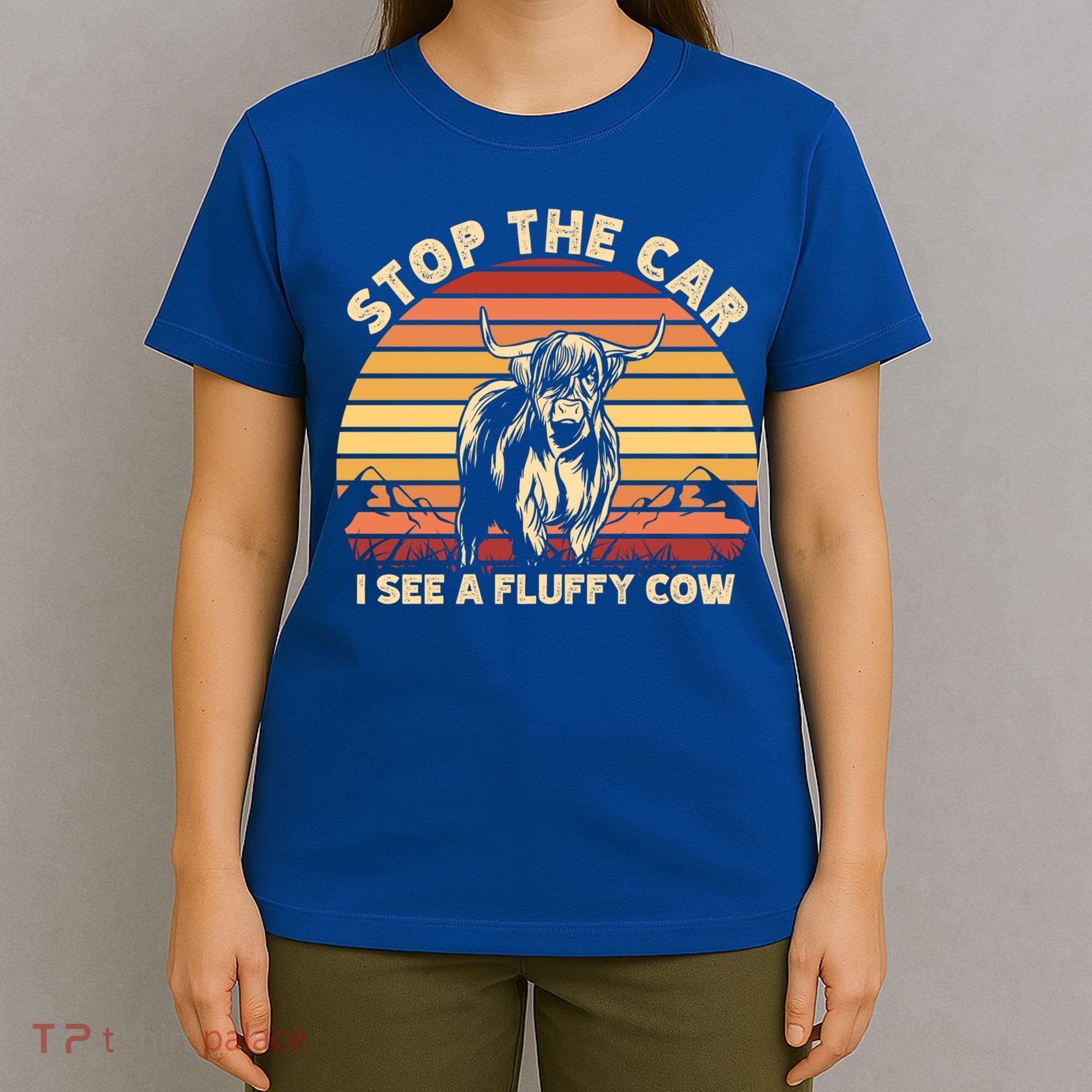 Stop The Car I See A Fluffy Cow Highland Cow Breeder Gift T-Shirt