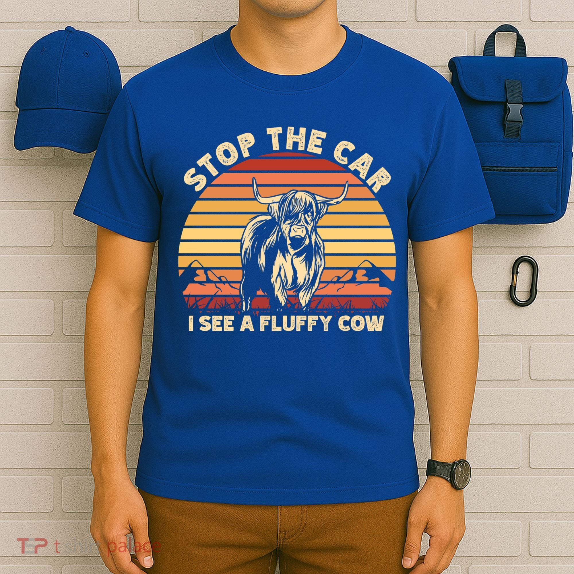Stop The Car I See A Fluffy Cow Highland Cow Breeder Gift T-Shirt