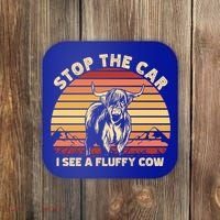 Stop The Car I See A Fluffy Cow Highland Cow Breeder Gift Coaster thumb 0