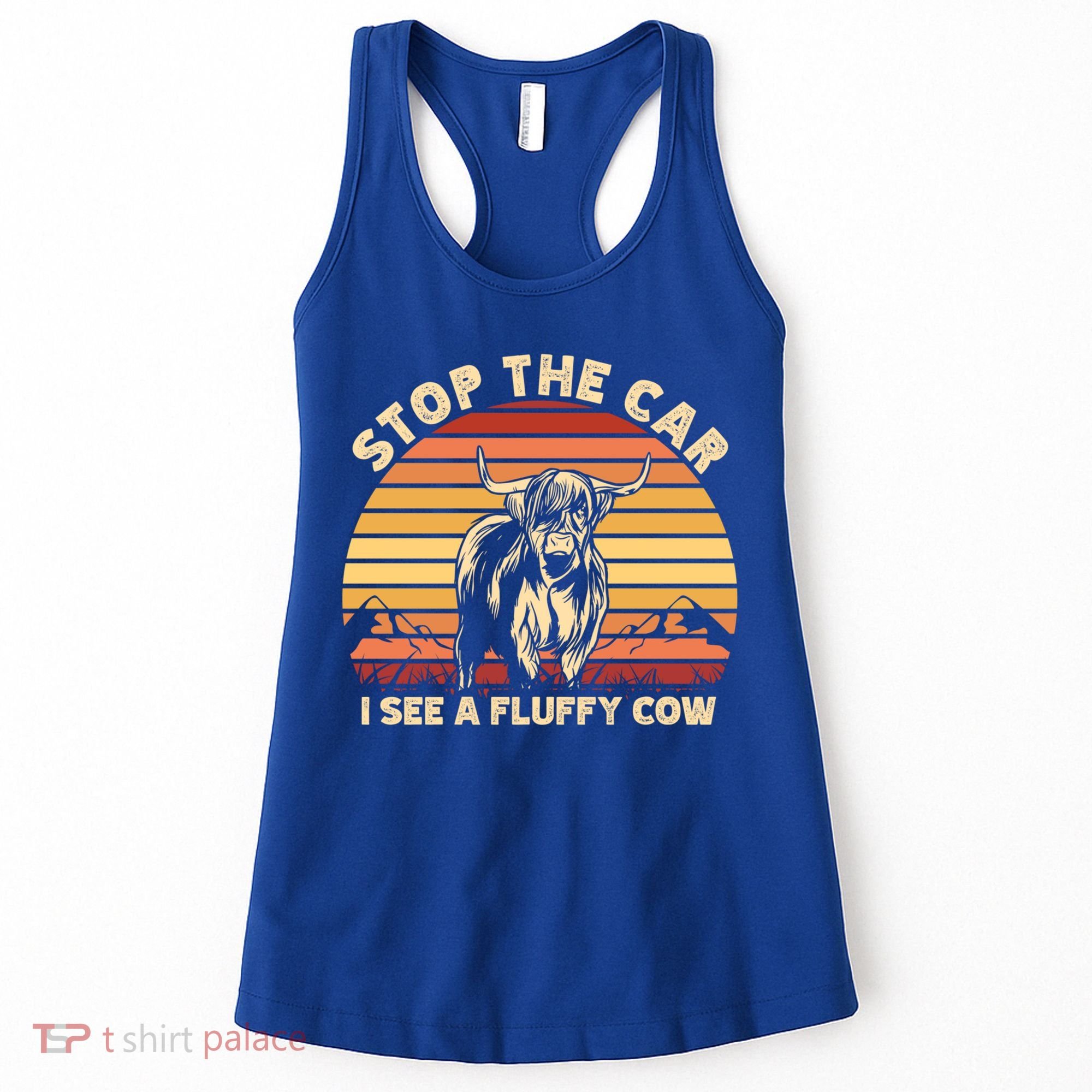 Stop The Car I See A Fluffy Cow Highland Cow Breeder Gift Women's Tank Top