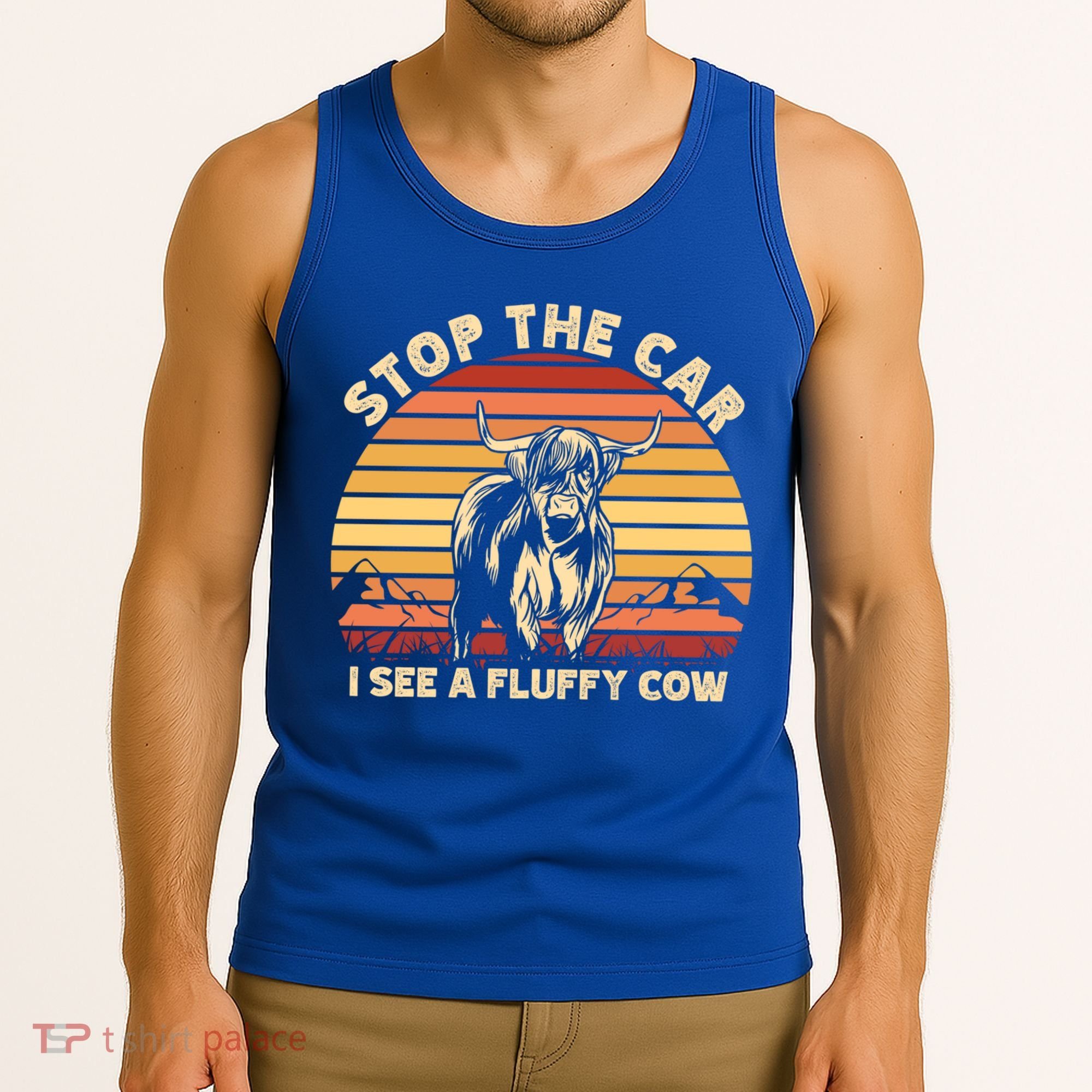 Stop The Car I See A Fluffy Cow Highland Cow Breeder Gift Tank Top