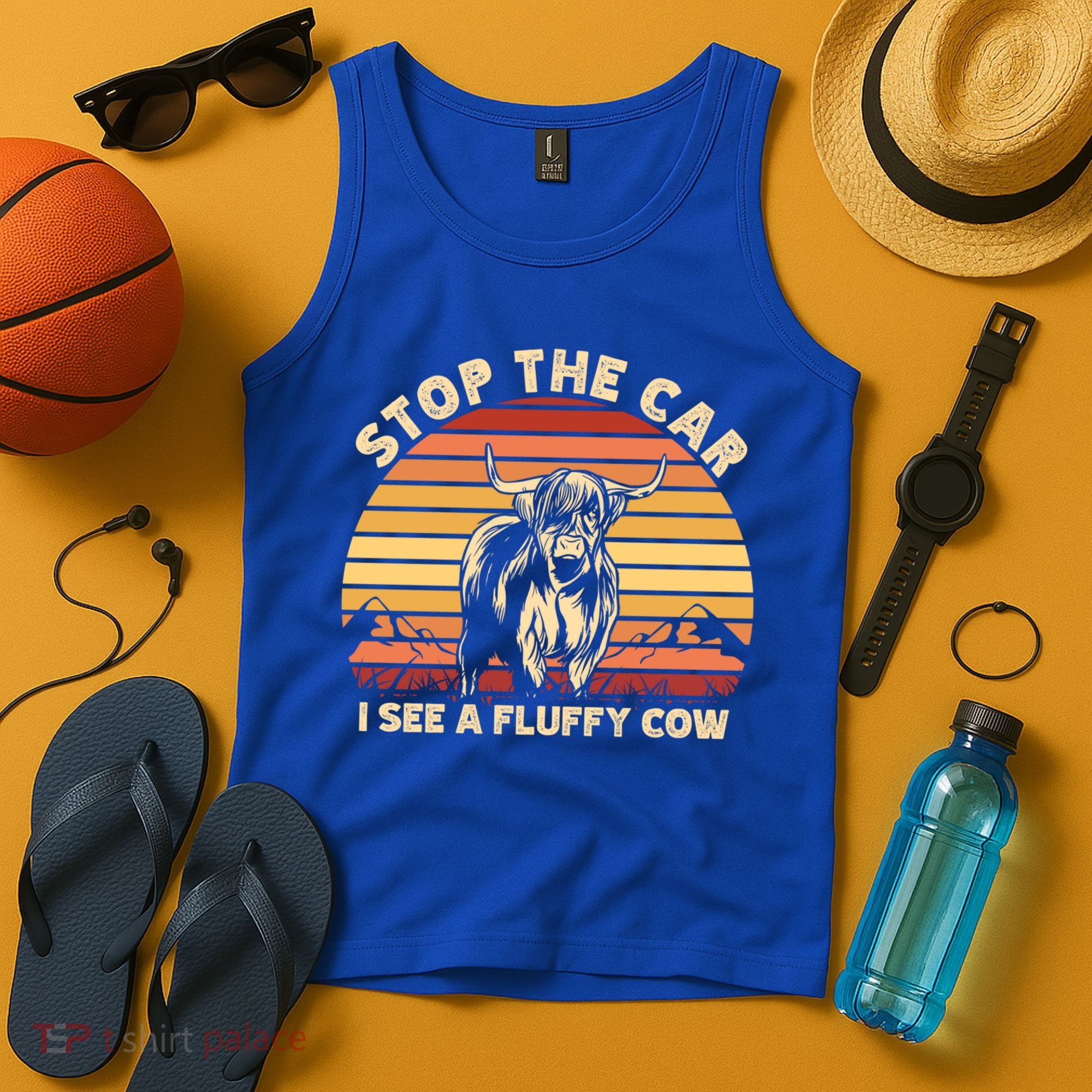 Stop The Car I See A Fluffy Cow Highland Cow Breeder Gift Tank Top