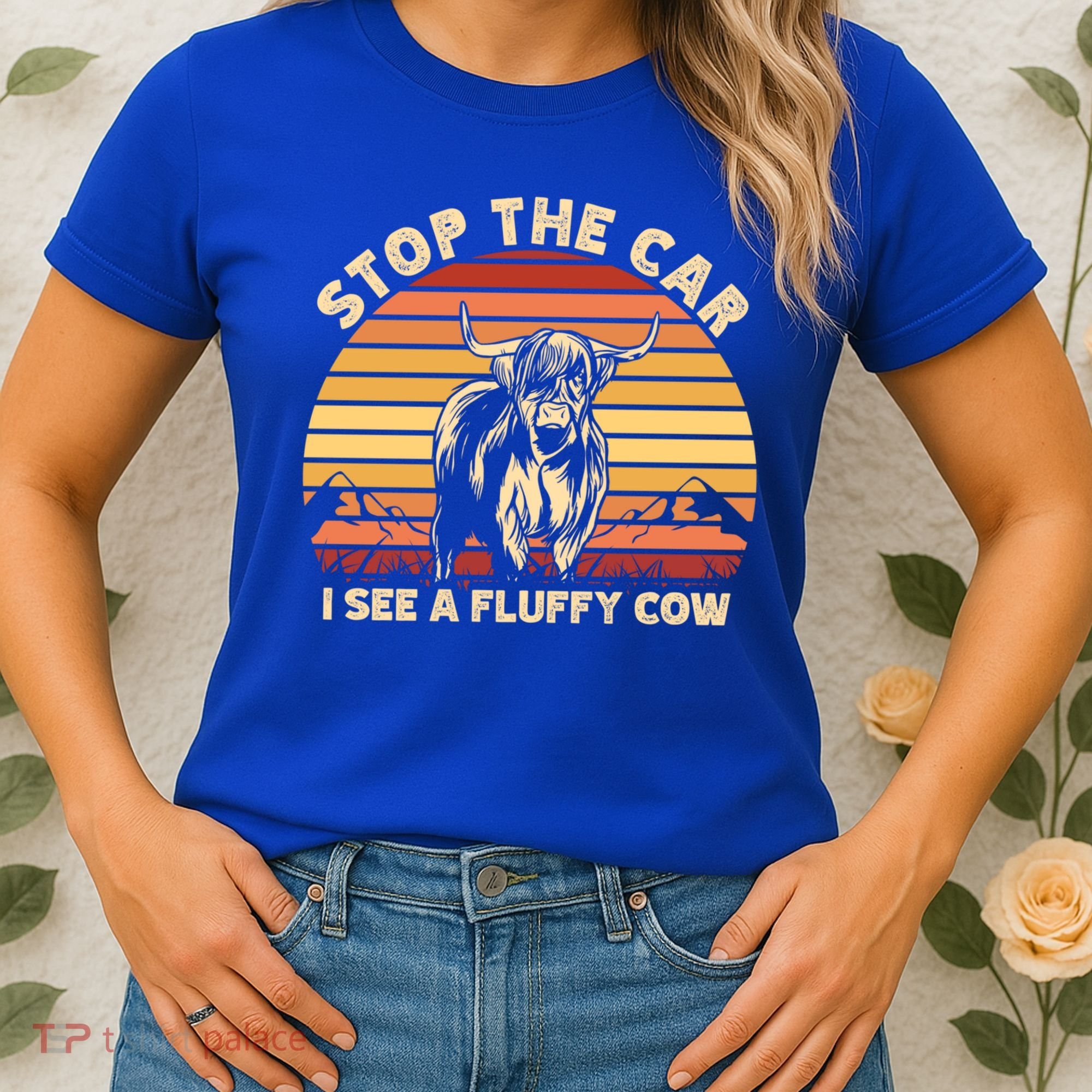 Stop The Car I See A Fluffy Cow Highland Cow Breeder Gift Women's T-Shirt