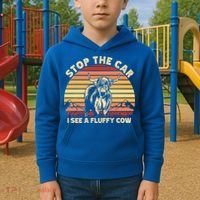 Stop The Car I See A Fluffy Cow Highland Cow Breeder Gift Kids Hoodie thumb 2