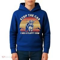 Stop The Car I See A Fluffy Cow Highland Cow Breeder Gift Kids Hoodie thumb 4