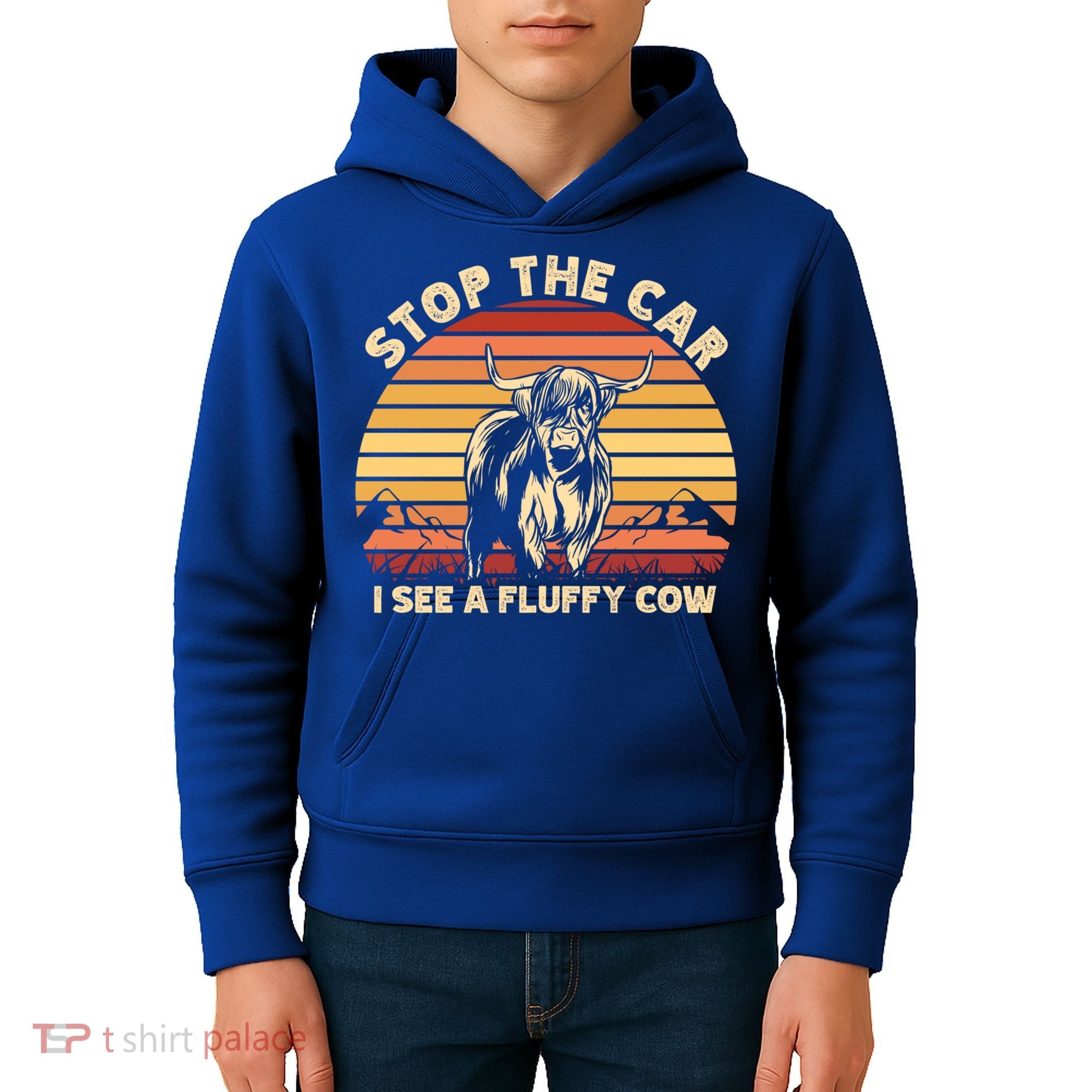 Stop The Car I See A Fluffy Cow Highland Cow Breeder Gift Kids Hoodie