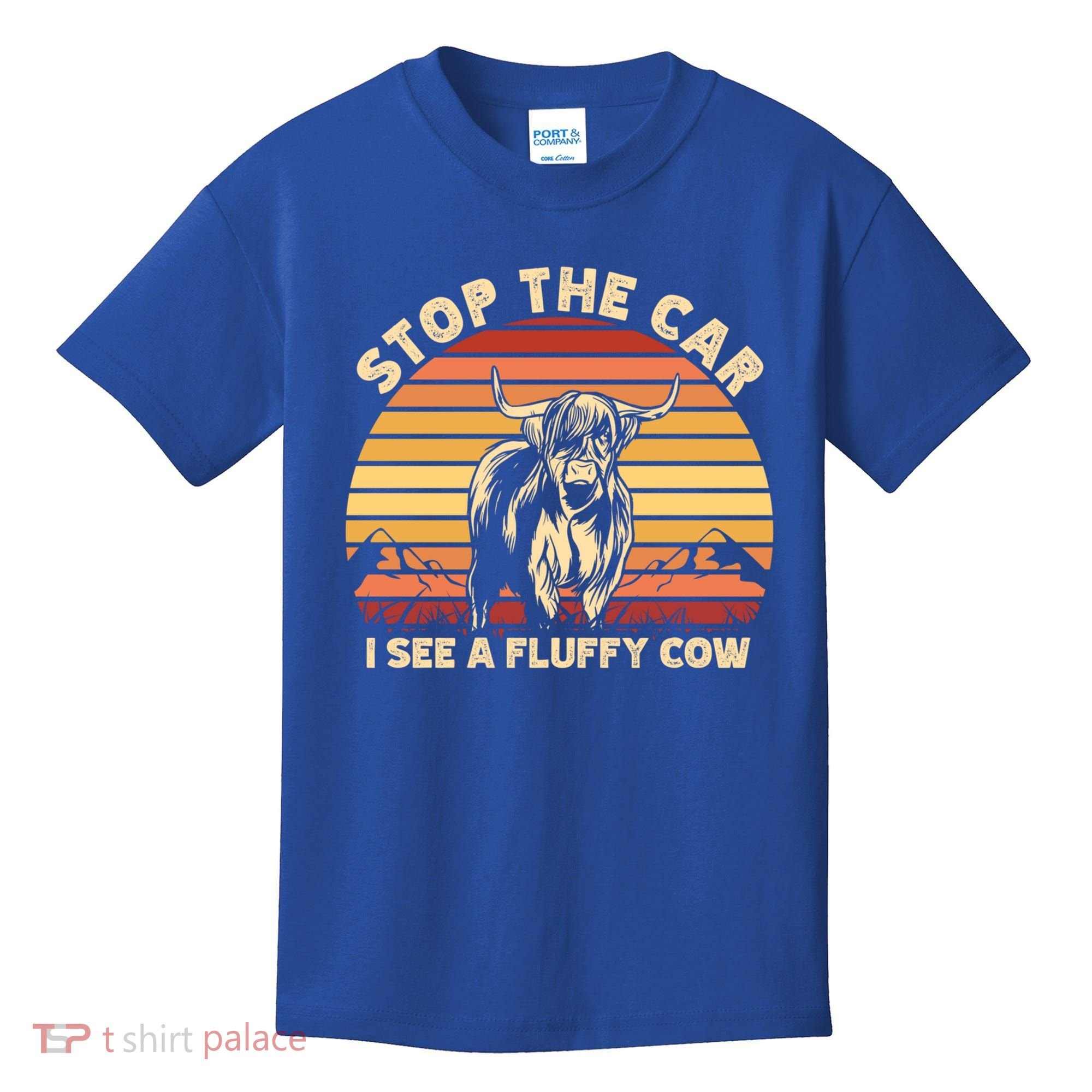 Stop The Car I See A Fluffy Cow Highland Cow Breeder Gift Kids T-Shirt