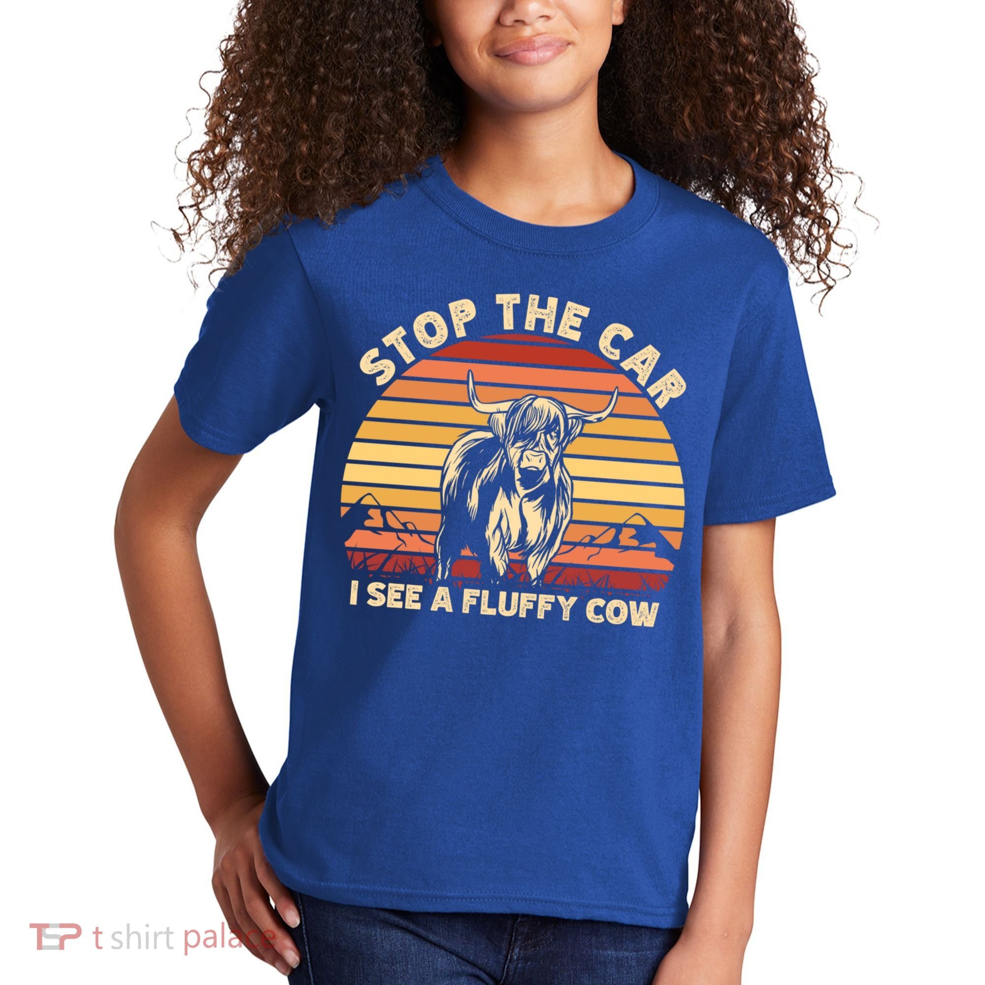 Stop The Car I See A Fluffy Cow Highland Cow Breeder Gift Kids T-Shirt