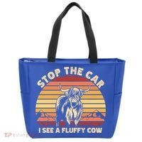 Stop The Car I See A Fluffy Cow Highland Cow Breeder Gift Tote Bag thumb 0