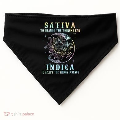 Sativa To Change The Things I Can Indica Cannabis W Tie Dye USA-Made Doggie Bandana