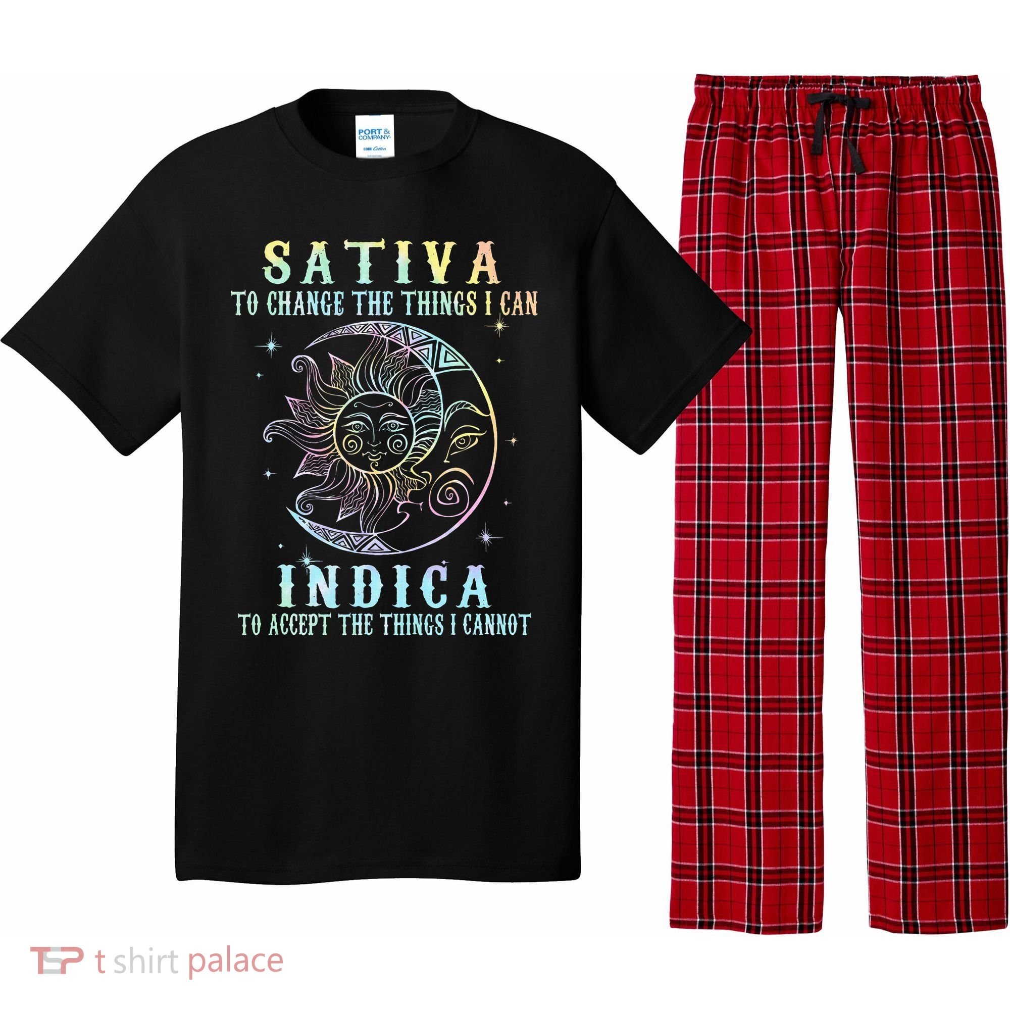 Sativa To Change The Things I Can Indica Cannabis W Tie Dye Pajama Set