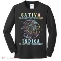 Sativa To Change The Things I Can Indica Cannabis W Tie Dye Kids Long Sleeve Shirt thumb 0
