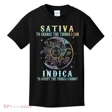 Sativa To Change The Things I Can Indica Cannabis W Tie Dye Kids T-Shirt