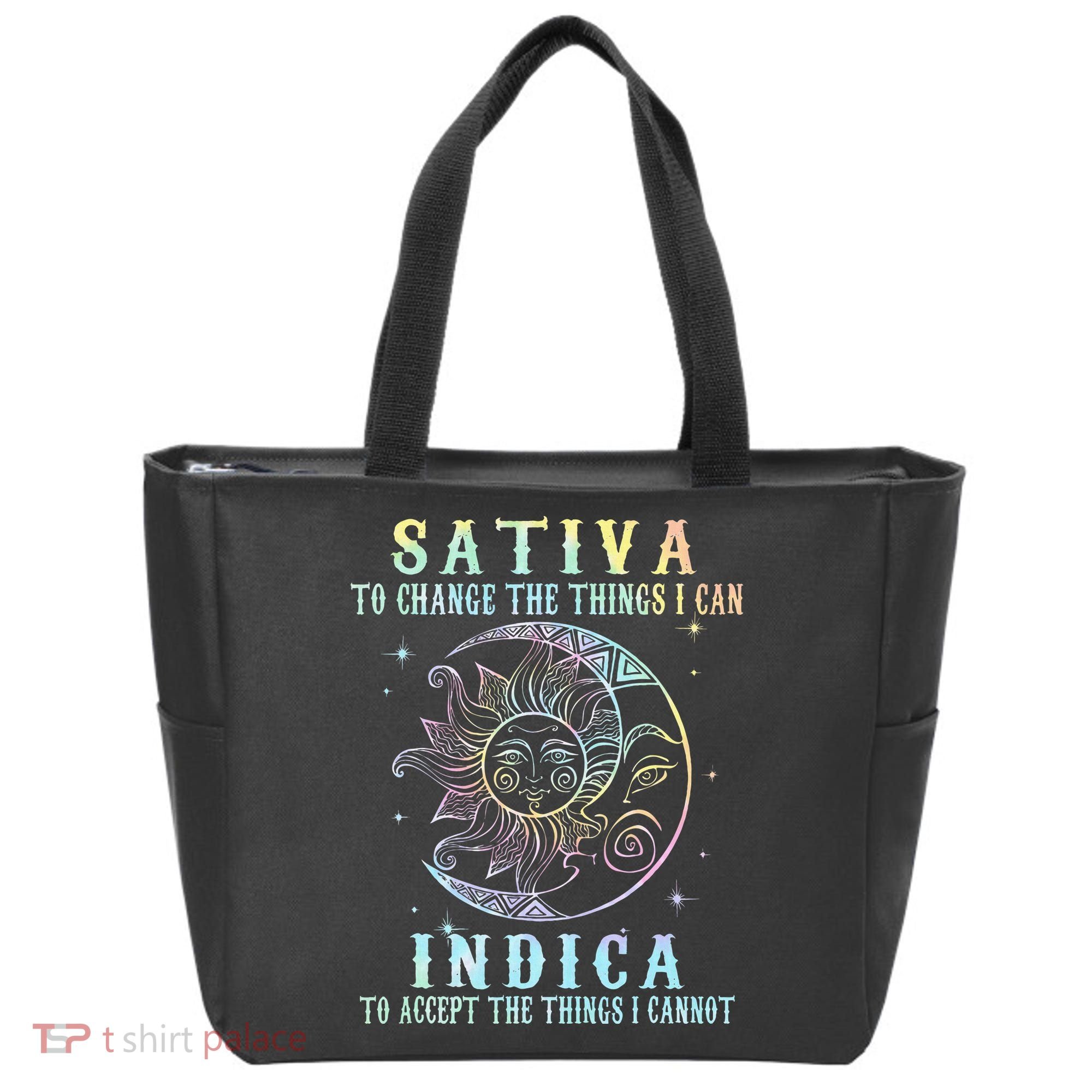 Sativa To Change The Things I Can Indica Cannabis W Tie Dye Tote Bag
