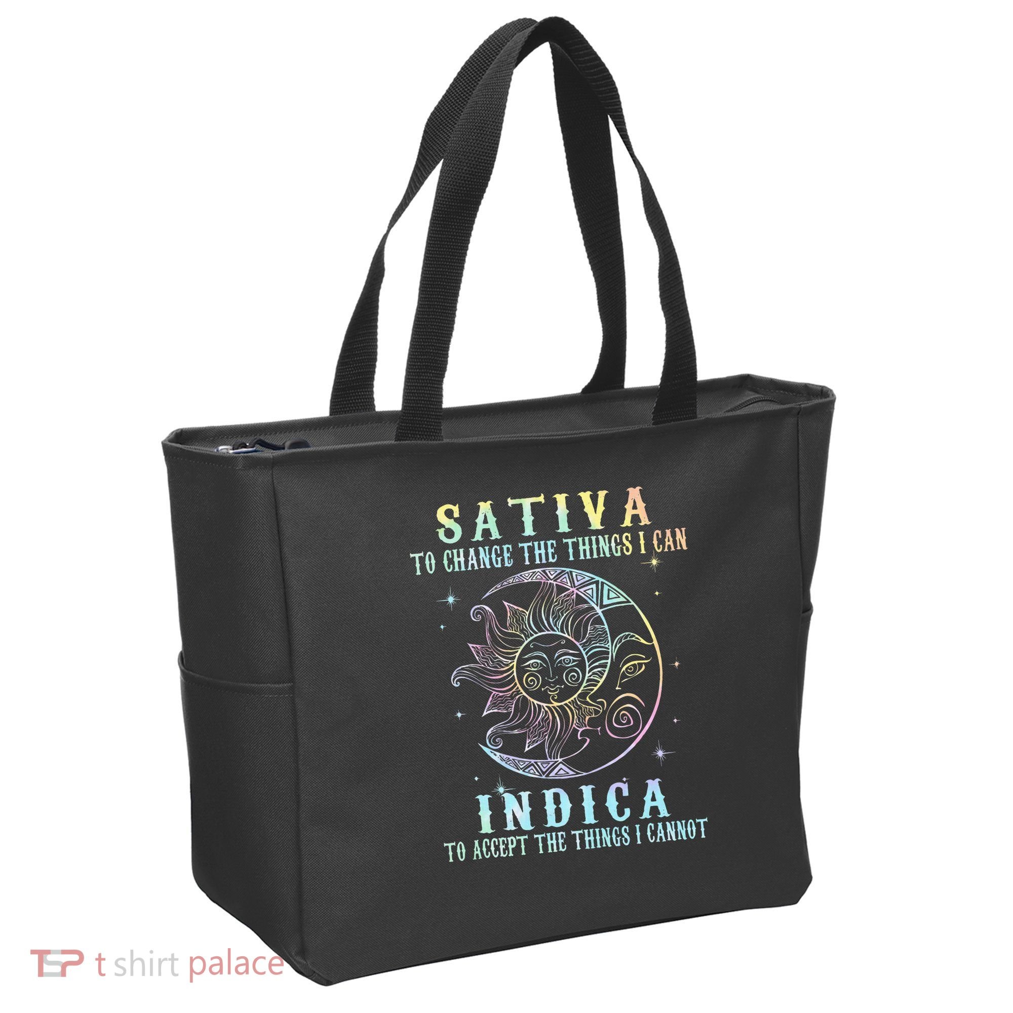 Sativa To Change The Things I Can Indica Cannabis W Tie Dye Tote Bag
