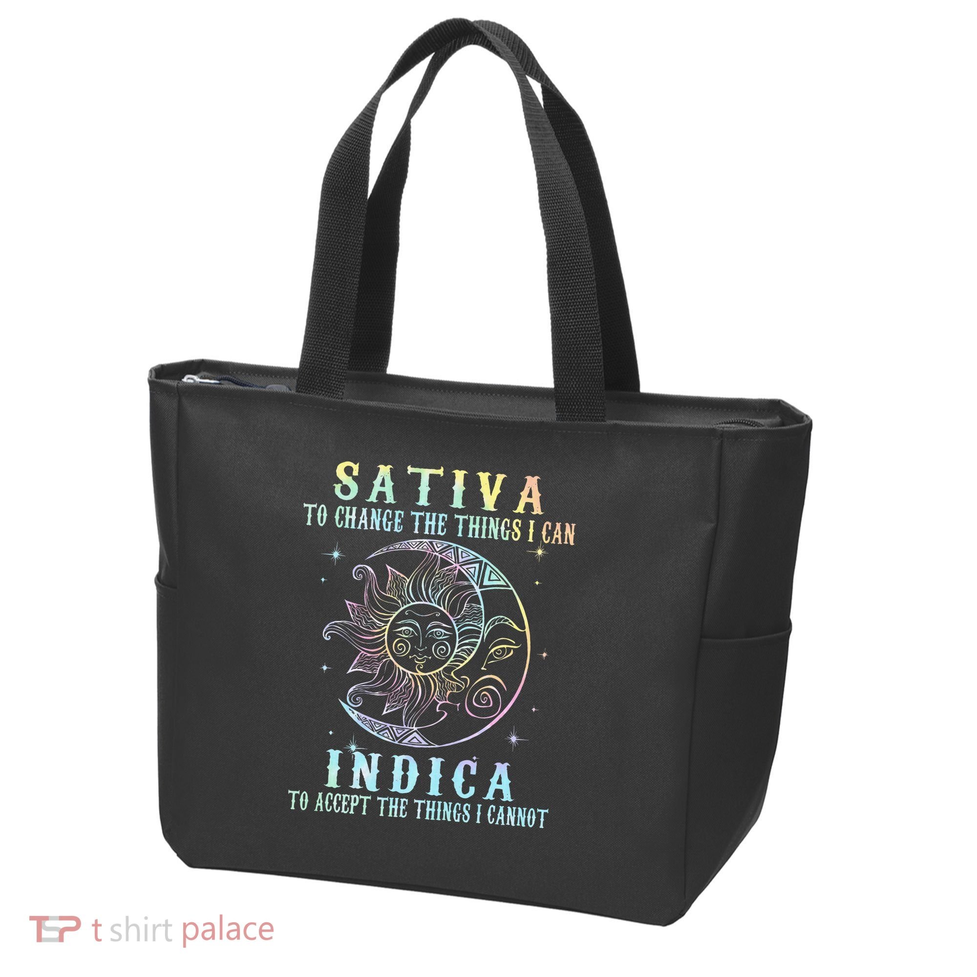 Sativa To Change The Things I Can Indica Cannabis W Tie Dye Tote Bag