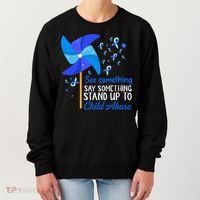 Standup To Child Abuse Prevention Awareness Blue Pinwheel Women's Sweatshirt thumb 0