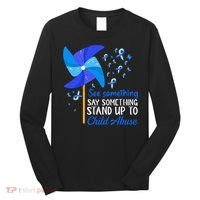 Standup To Child Abuse Prevention Awareness Blue Pinwheel Long Sleeve Shirt thumb 0