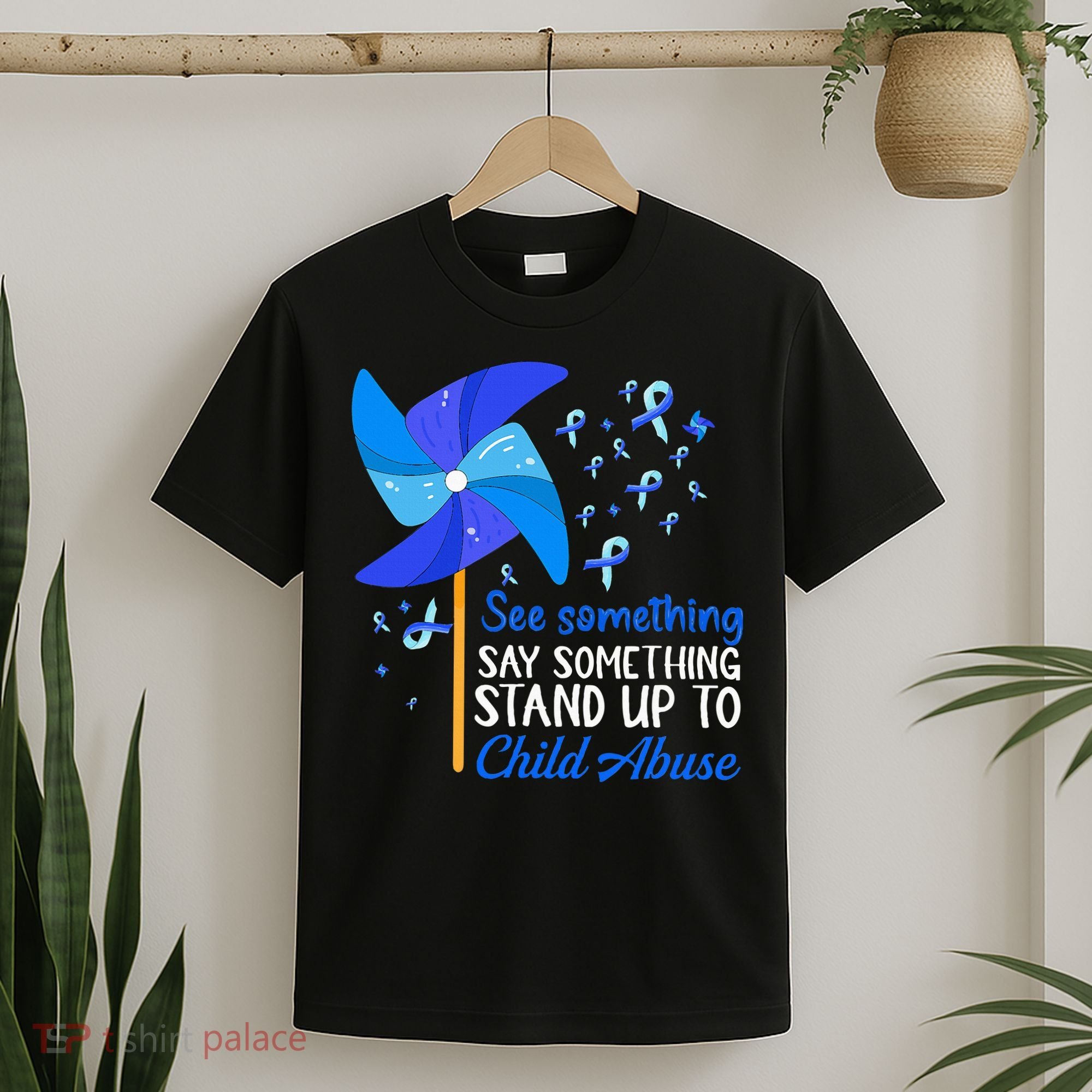 Standup To Child Abuse Prevention Awareness Blue Pinwheel T-Shirt