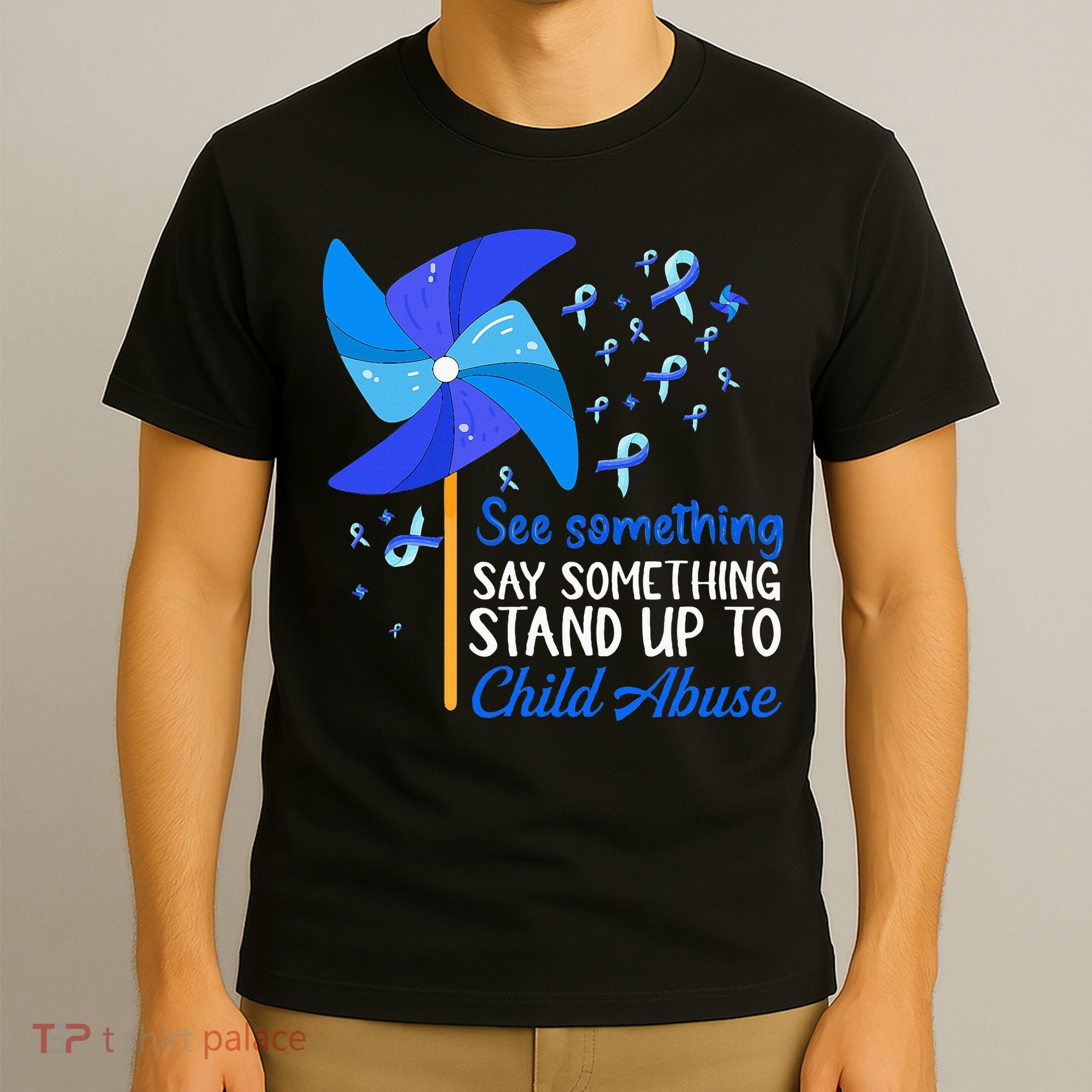 Standup To Child Abuse Prevention Awareness Blue Pinwheel T-Shirt