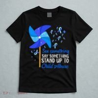 Standup To Child Abuse Prevention Awareness Blue Pinwheel T-Shirt thumb 5