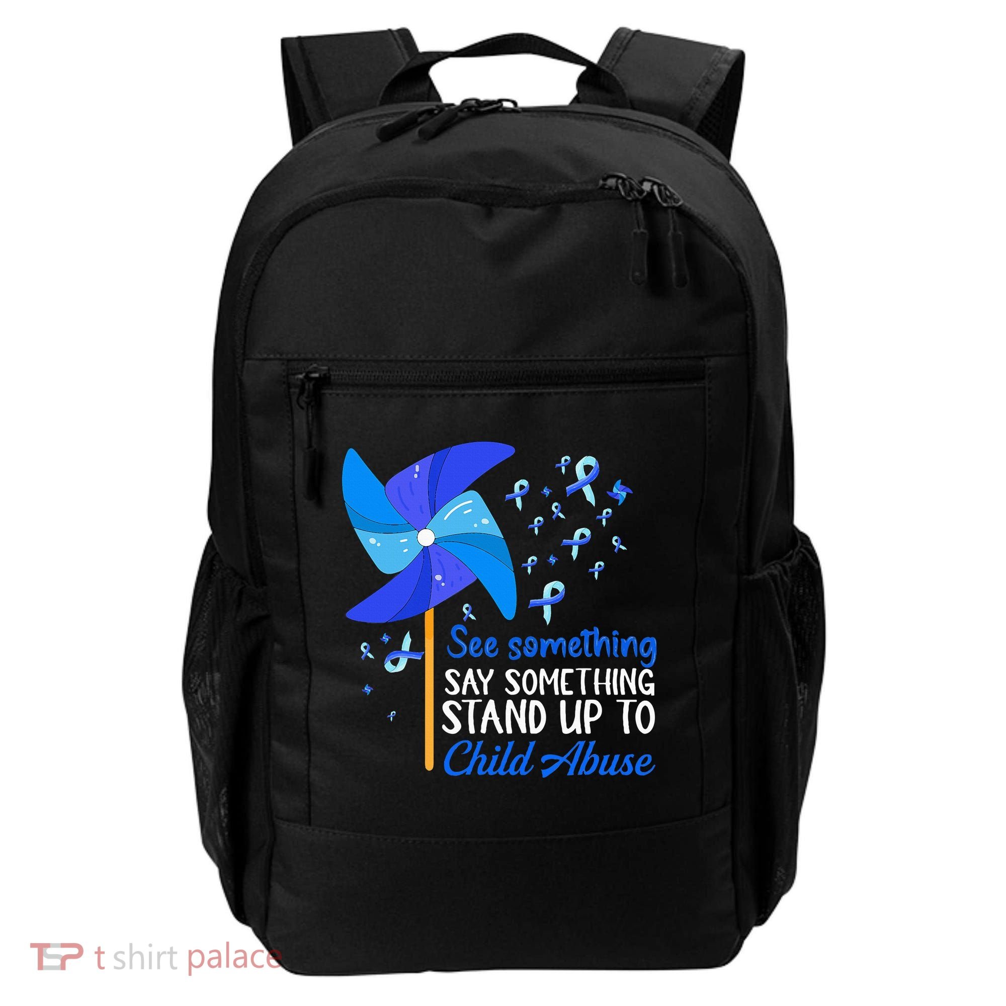 Standup To Child Abuse Prevention Awareness Blue Pinwheel Backpack