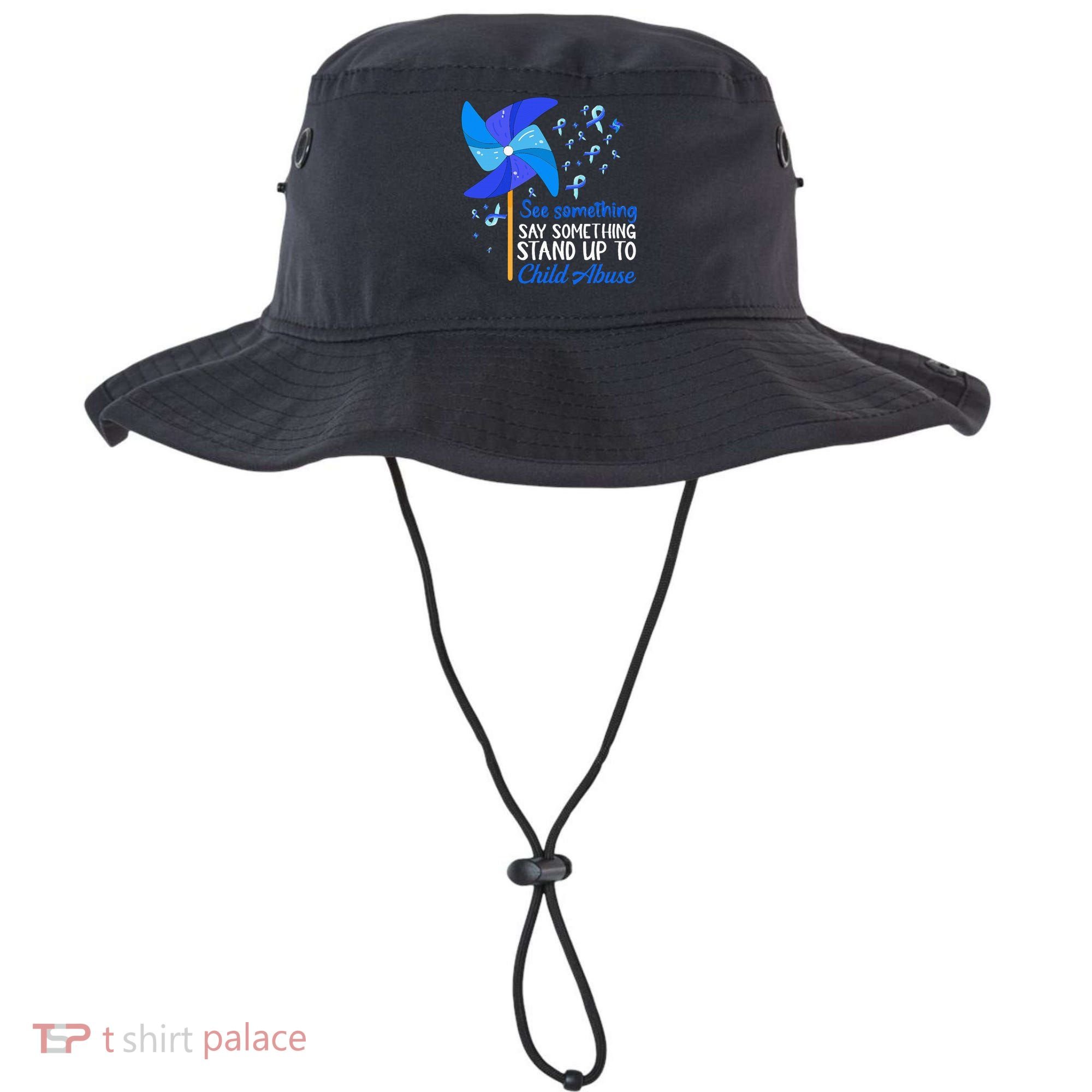 Standup To Child Abuse Prevention Awareness Blue Pinwheel Bucket Hat