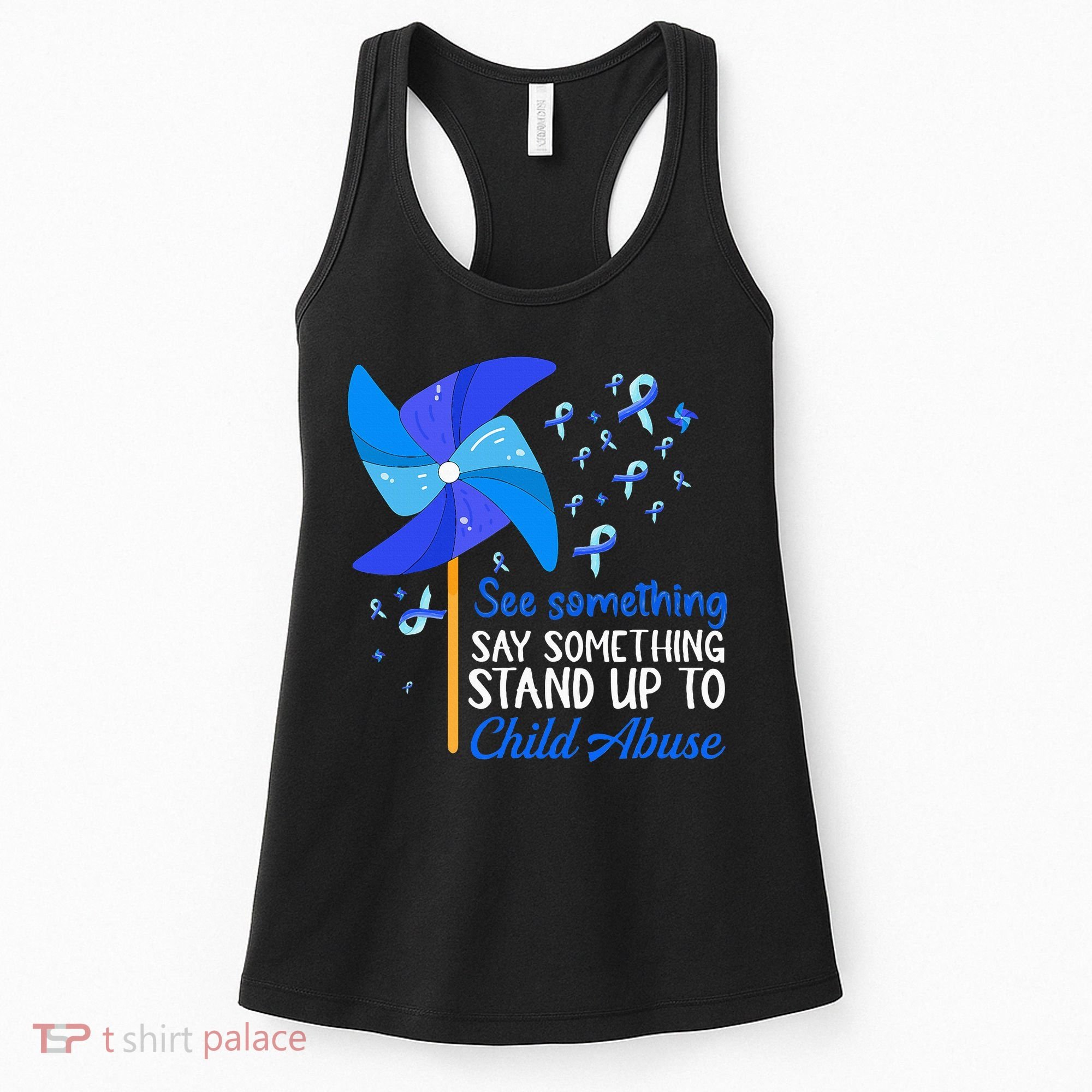 Standup To Child Abuse Prevention Awareness Blue Pinwheel Women's Tank Top