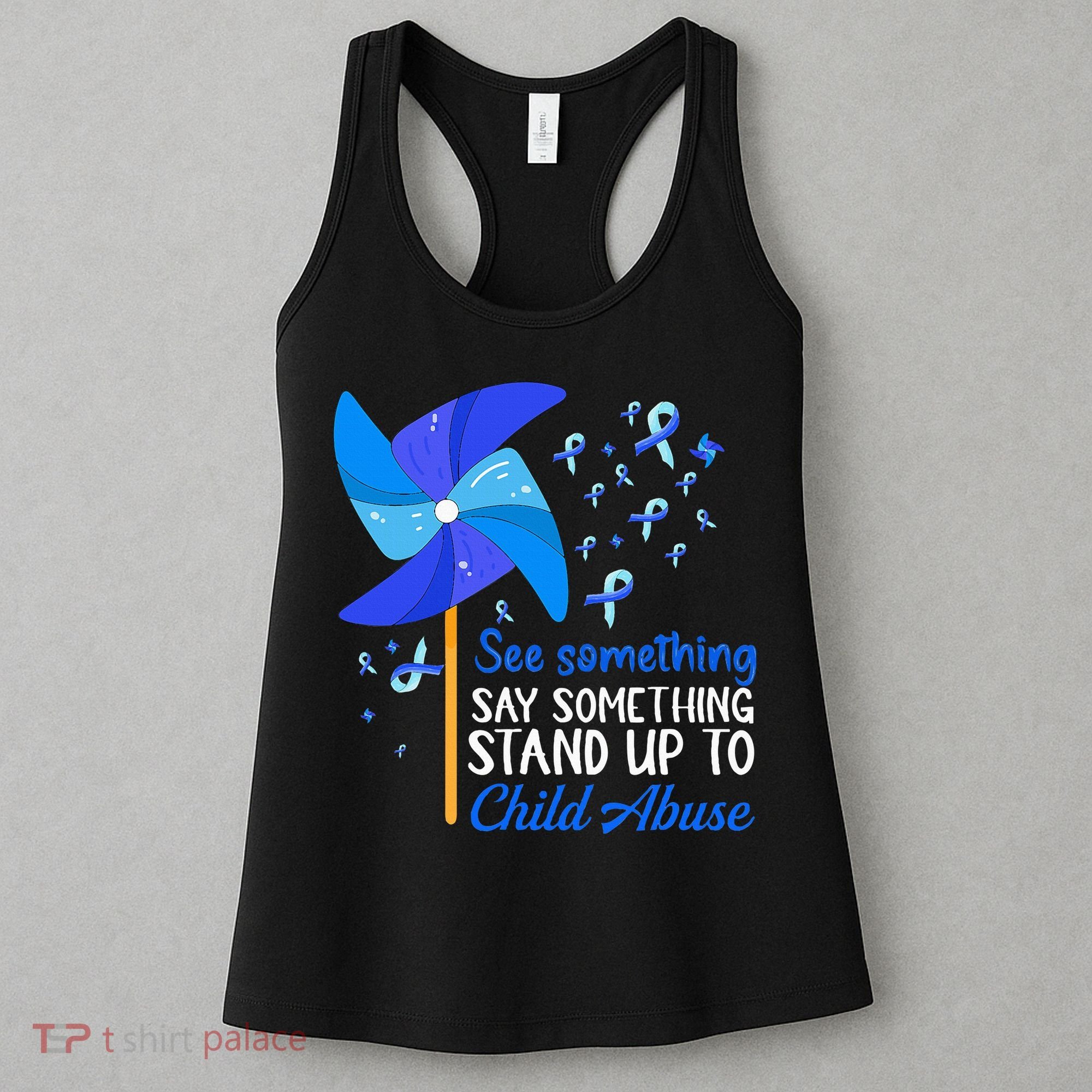 Standup To Child Abuse Prevention Awareness Blue Pinwheel Women's Tank Top