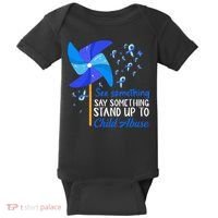 Standup To Child Abuse Prevention Awareness Blue Pinwheel Baby Bodysuit thumb 0