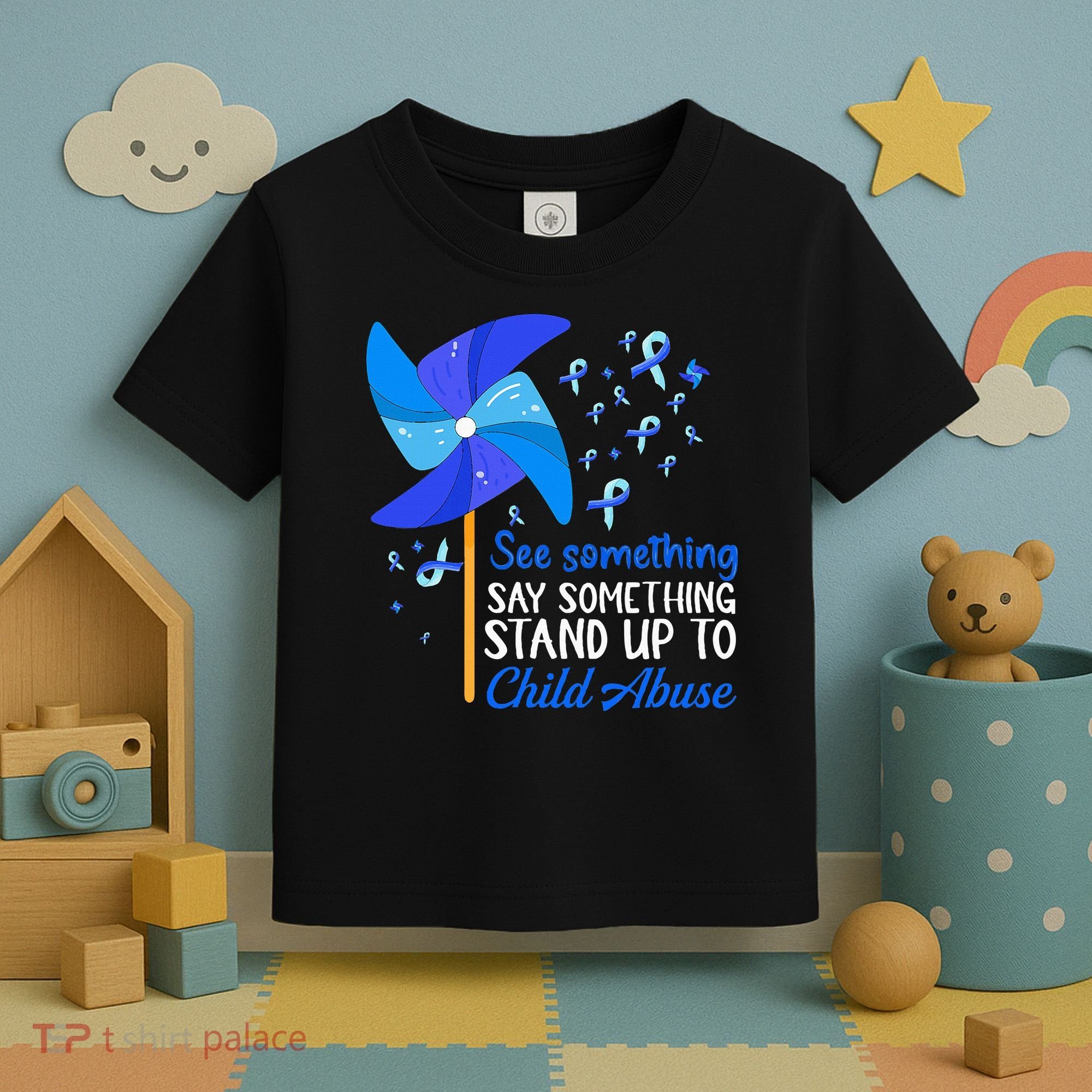 Standup To Child Abuse Prevention Awareness Blue Pinwheel Toddler T-Shirt