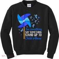 Standup To Child Abuse Prevention Awareness Blue Pinwheel Kids Sweatshirt thumb 0