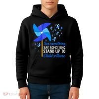 Standup To Child Abuse Prevention Awareness Blue Pinwheel Kids Hoodie thumb 4