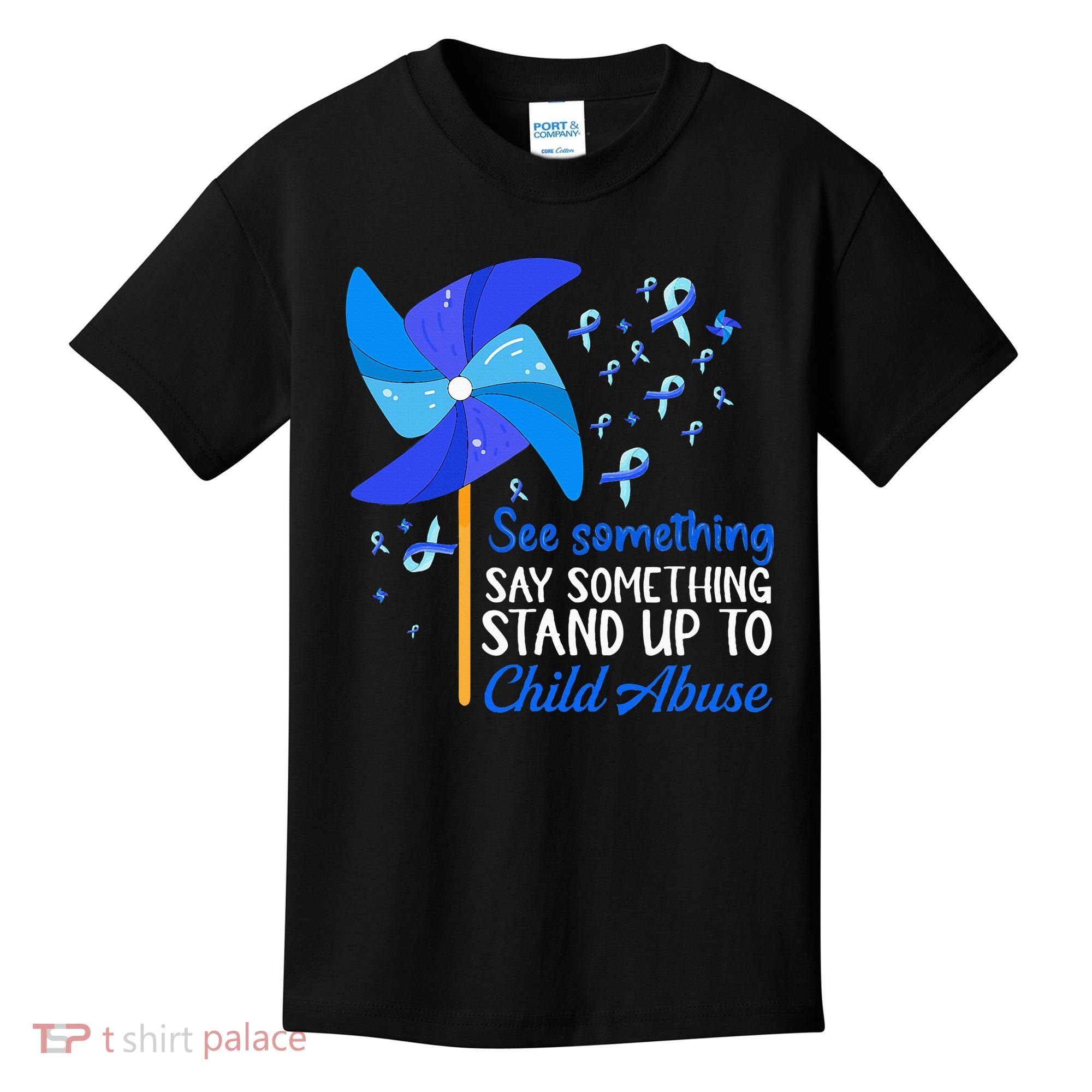 Standup To Child Abuse Prevention Awareness Blue Pinwheel Kids T-Shirt