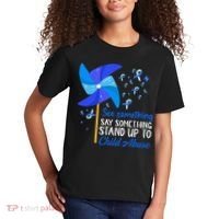 Standup To Child Abuse Prevention Awareness Blue Pinwheel Kids T-Shirt thumb 2