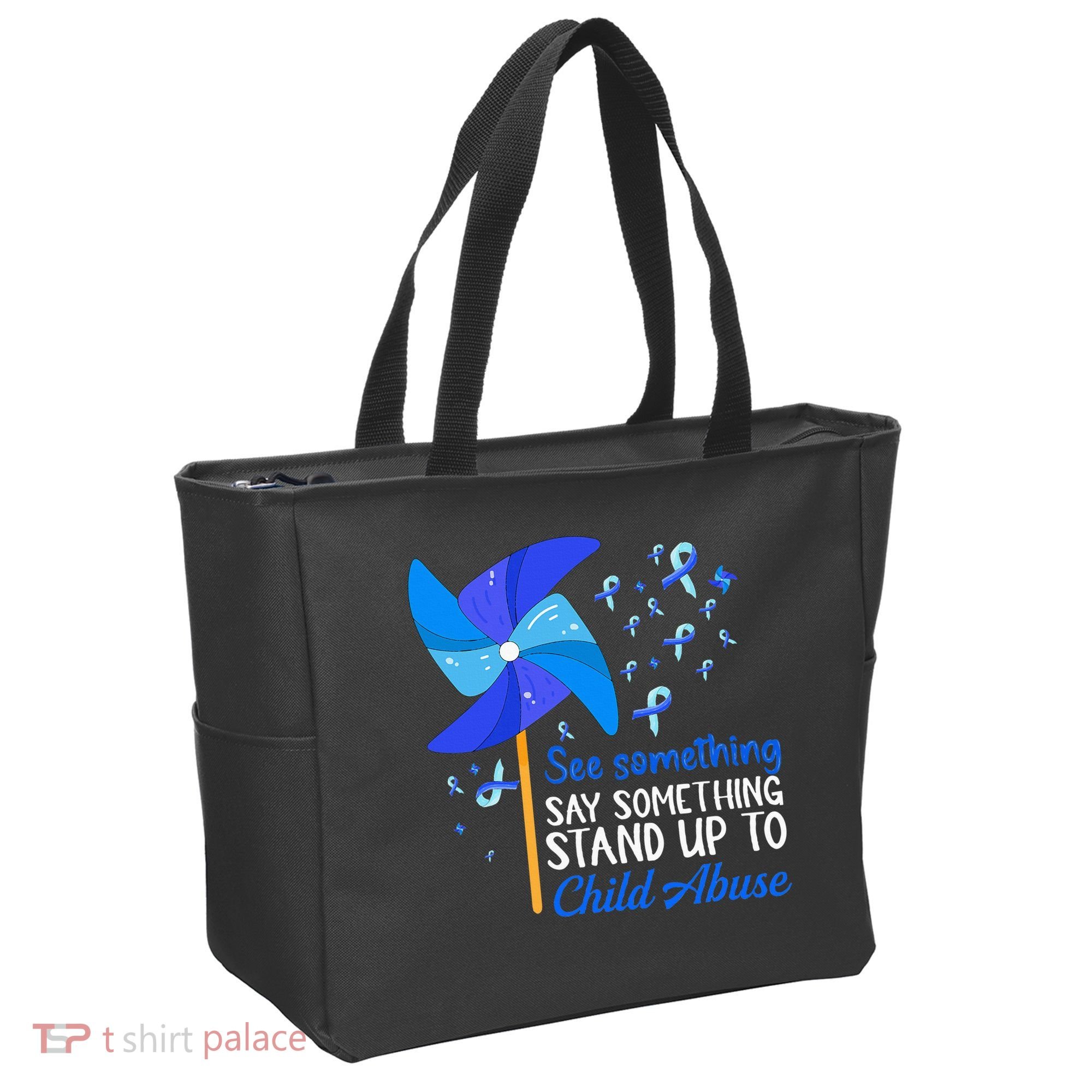 Standup To Child Abuse Prevention Awareness Blue Pinwheel Tote Bag