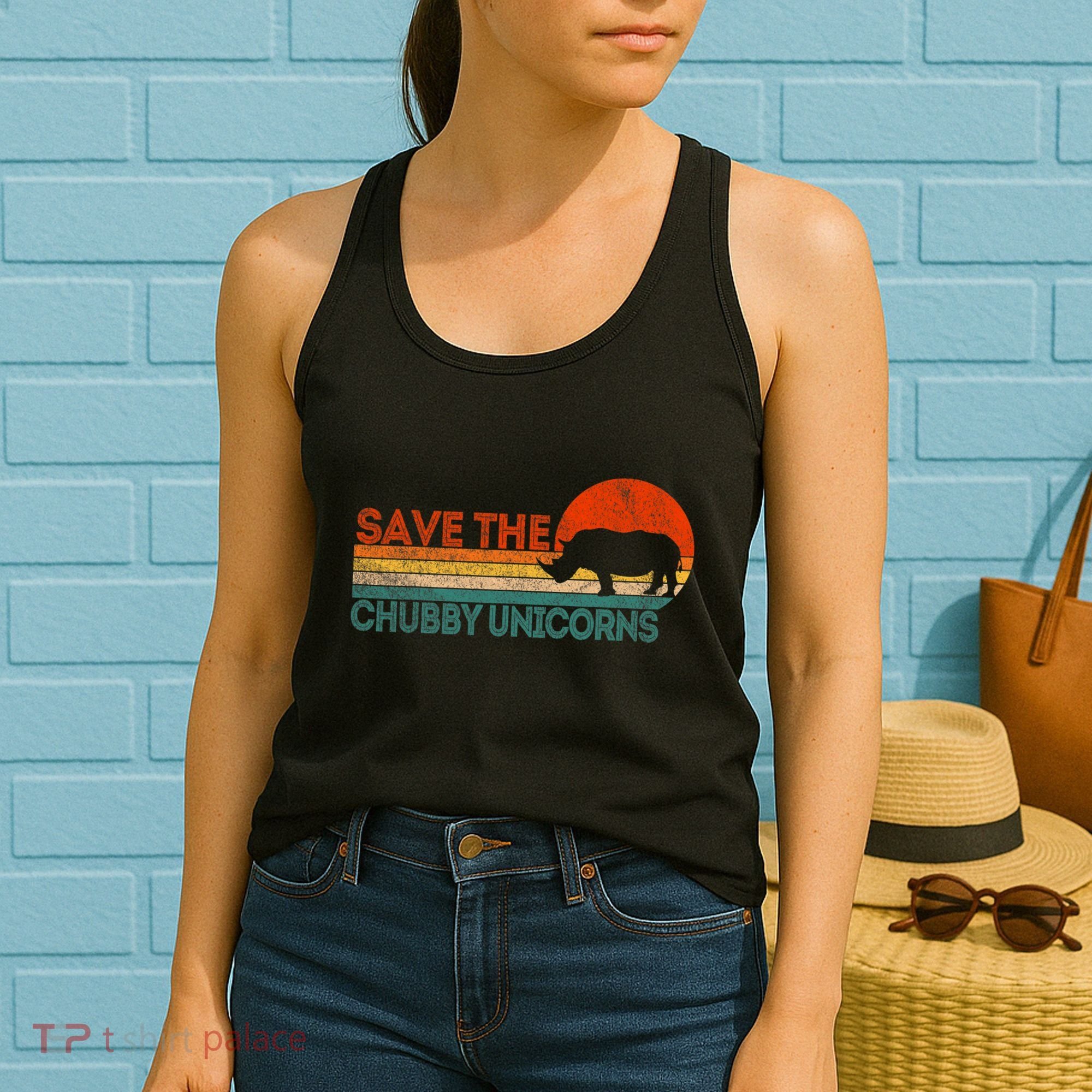 Save The Chubby Unicorns Funny Rhino Chubby Unicorn Women's Tank Top