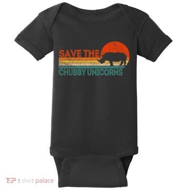 Save The Chubby Unicorns Funny Rhino Chubby Unicorn Baby Bodysuit