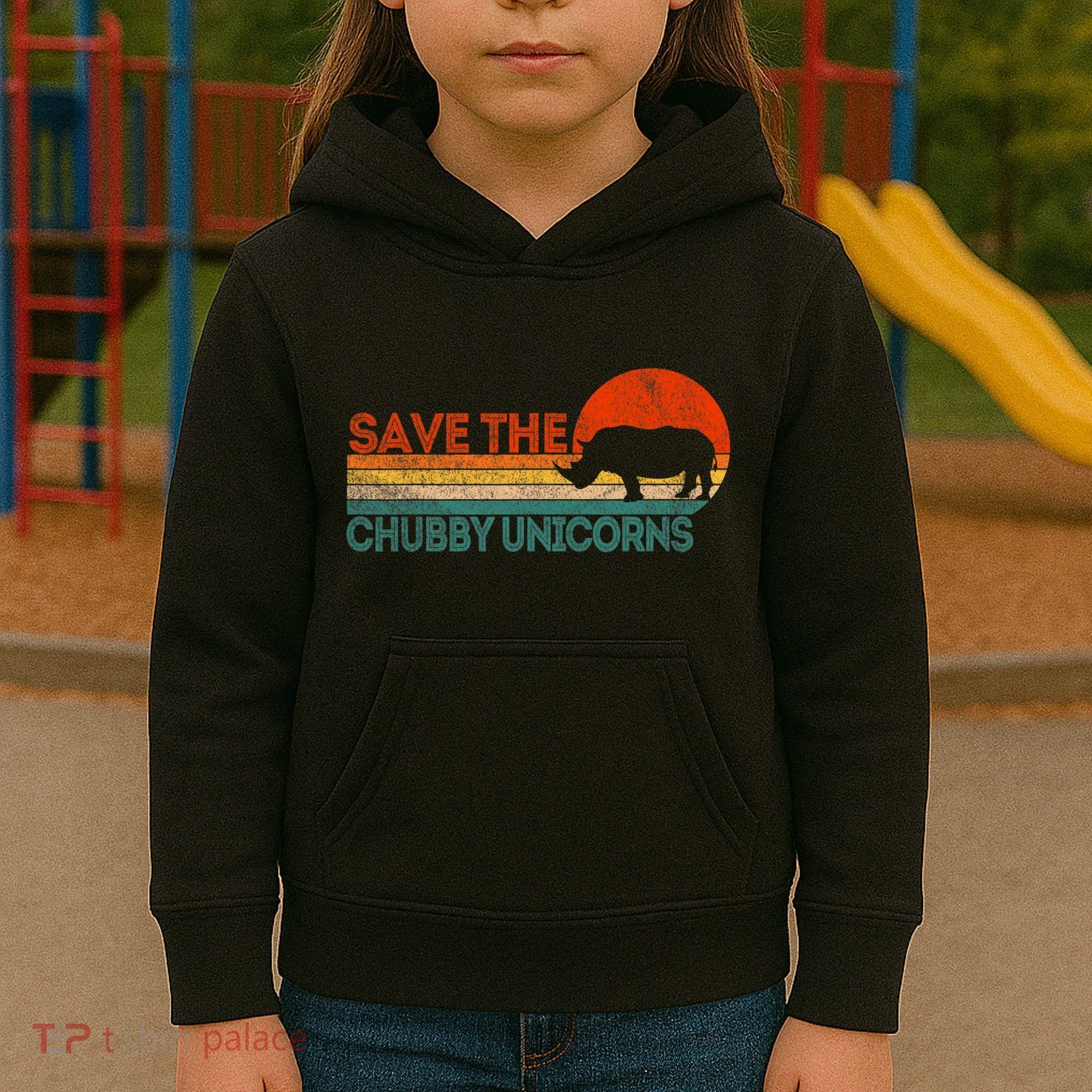Save The Chubby Unicorns Funny Rhino Chubby Unicorn Kids Hoodie