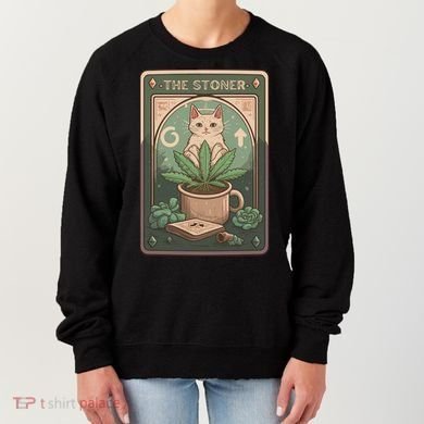 Stoner Tarot Card Cat Lover Funny Cat Women's Sweatshirt