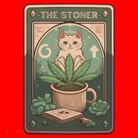 Stoner Tarot Card Cat Lover Funny Cat Santa Hat thumb 1