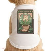 Stoner Tarot Card Cat Lover Funny Cat Doggie Tank thumb 0